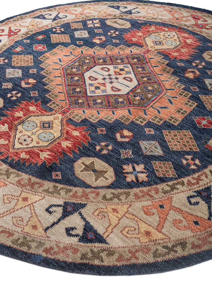 savana blue wool hand knotted Rug - FoldShot savana blue wool hand knotted Rug - FoldShot