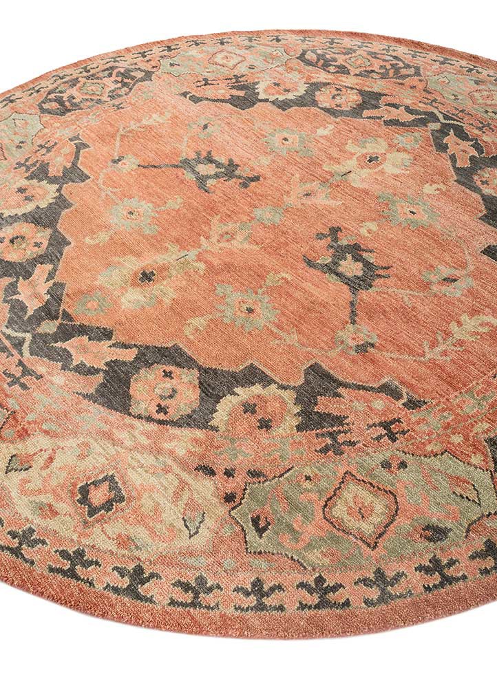 savana red and orange wool hand knotted Rug - FoldShot