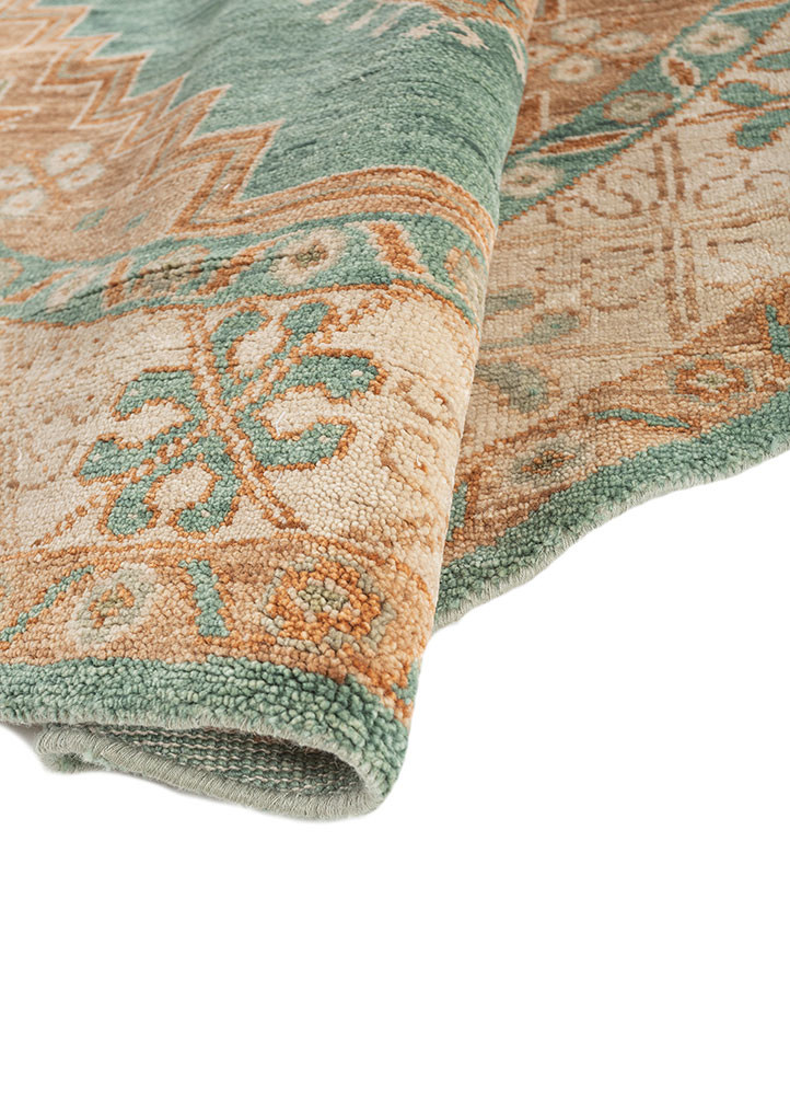 thyme green wool hand knotted Rug - FoldShot