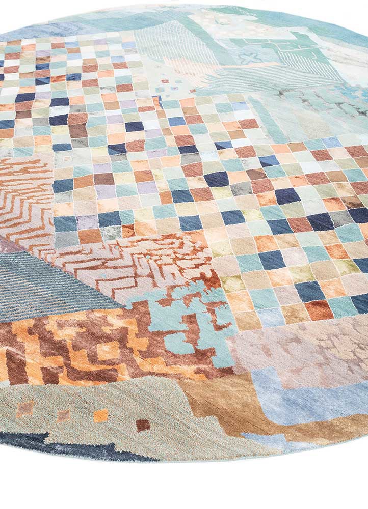 manchaha blue wool and bamboo silk hand knotted Rug - FoldShot manchaha blue wool and bamboo silk hand knotted Rug - FoldShot
