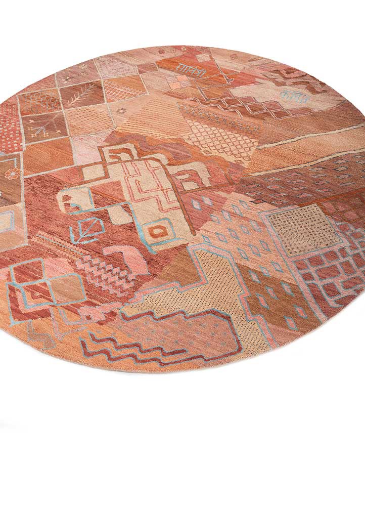 manchaha red and orange wool and bamboo silk hand knotted Rug - FoldShot manchaha red and orange wool and bamboo silk hand knotted Rug - FoldShot