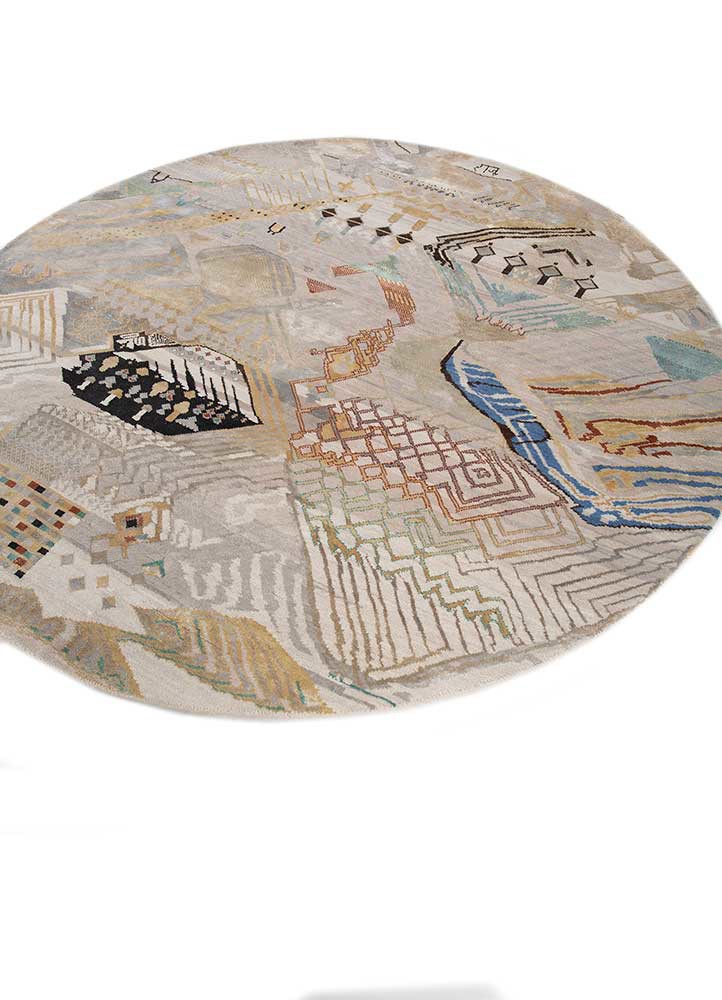 manchaha ivory wool and bamboo silk hand knotted Rug - FoldShot manchaha ivory wool and bamboo silk hand knotted Rug - FoldShot