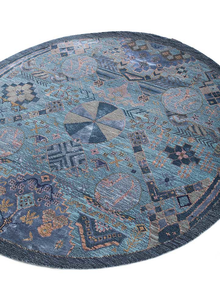 manchaha blue wool and bamboo silk hand knotted Rug - FoldShot manchaha blue wool and bamboo silk hand knotted Rug - FoldShot