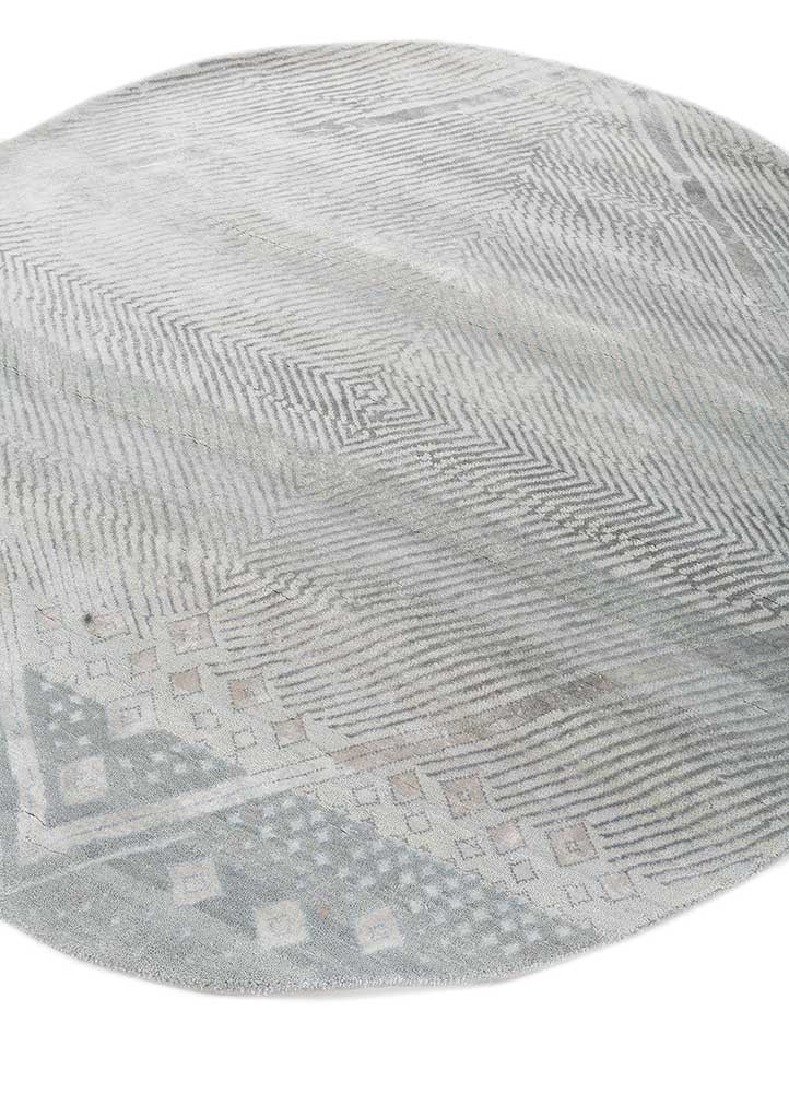 manchaha blue wool and bamboo silk hand knotted Rug - FoldShot