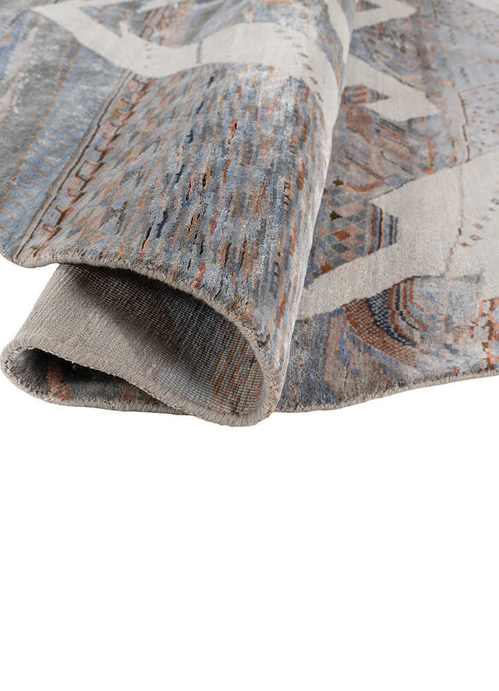 manchaha blue wool and bamboo silk hand knotted Rug - FoldShot manchaha blue wool and bamboo silk hand knotted Rug - FoldShot