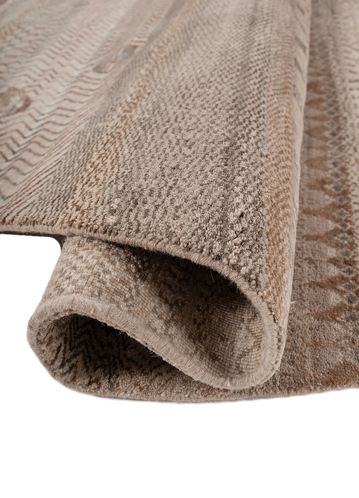 manchaha beige and brown wool and bamboo silk hand knotted Rug - FoldShot