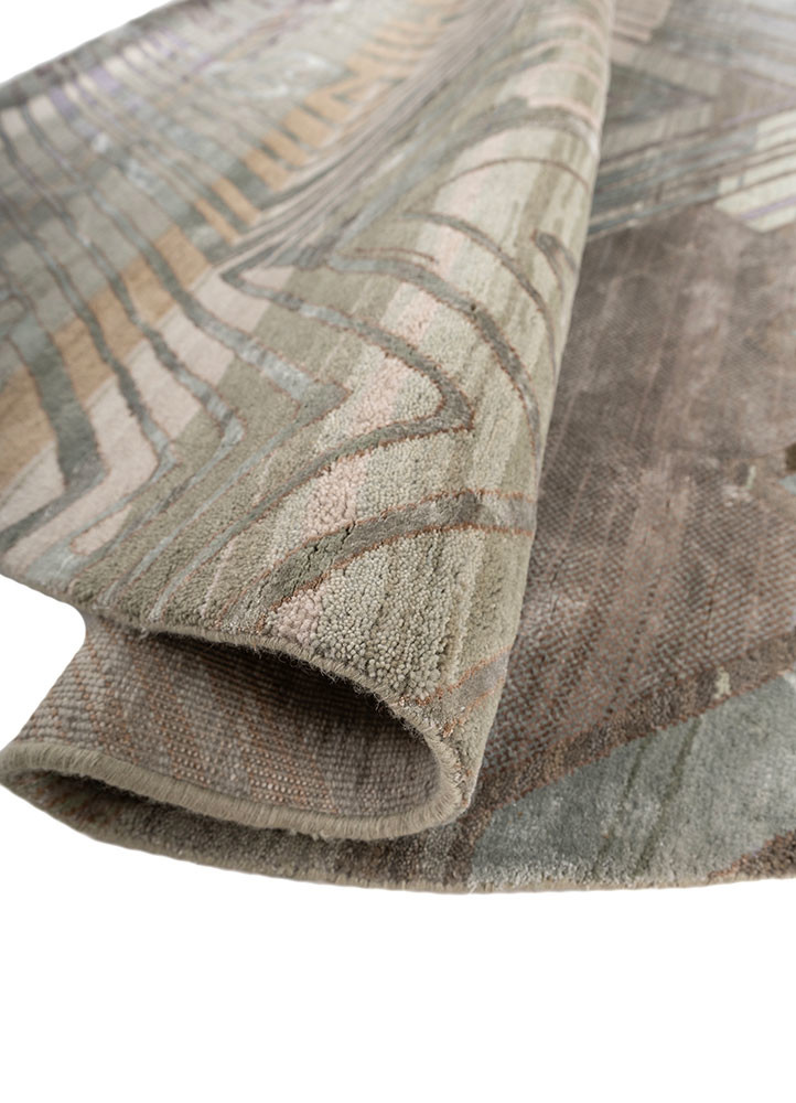manchaha green wool and bamboo silk hand knotted Rug - FoldShot