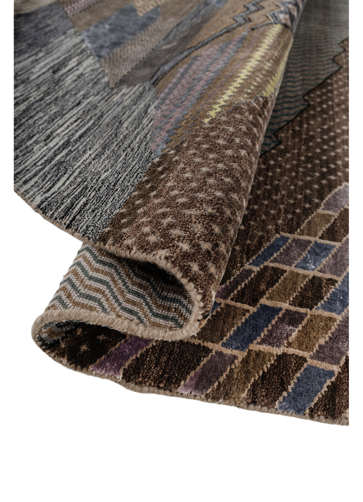 manchaha beige and brown wool and bamboo silk hand knotted Rug - FoldShot manchaha beige and brown wool and bamboo silk hand knotted Rug - FoldShot