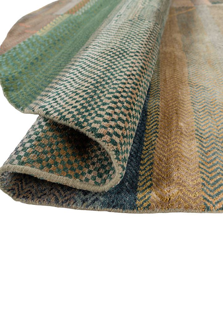 manchaha gold wool and bamboo silk hand knotted Rug - FoldShot