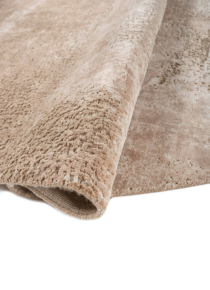 uvenuti beige and brown wool and bamboo silk hand knotted Rug - FoldShot