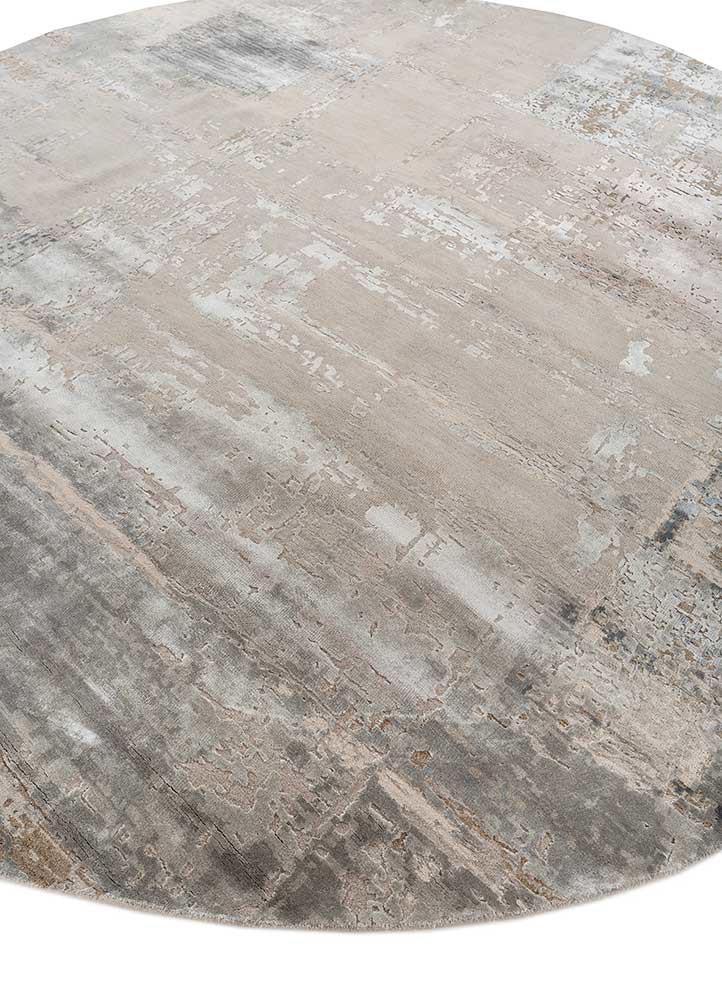 tattvam grey and black wool and bamboo silk hand knotted Rug - FoldShot