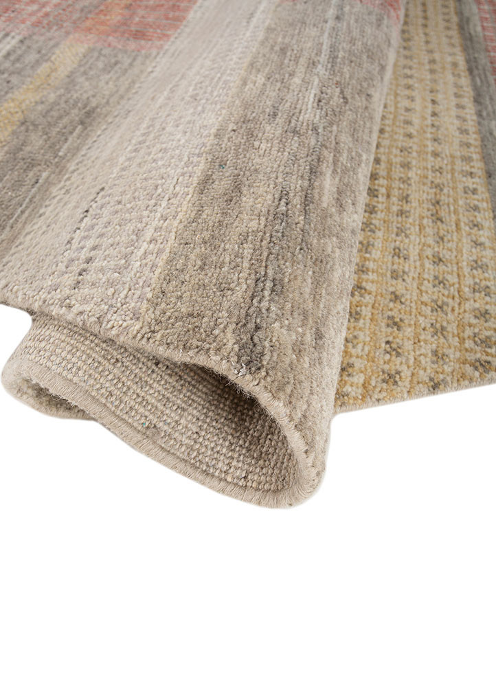 blythe beige and brown wool hand knotted Rug - FoldShot