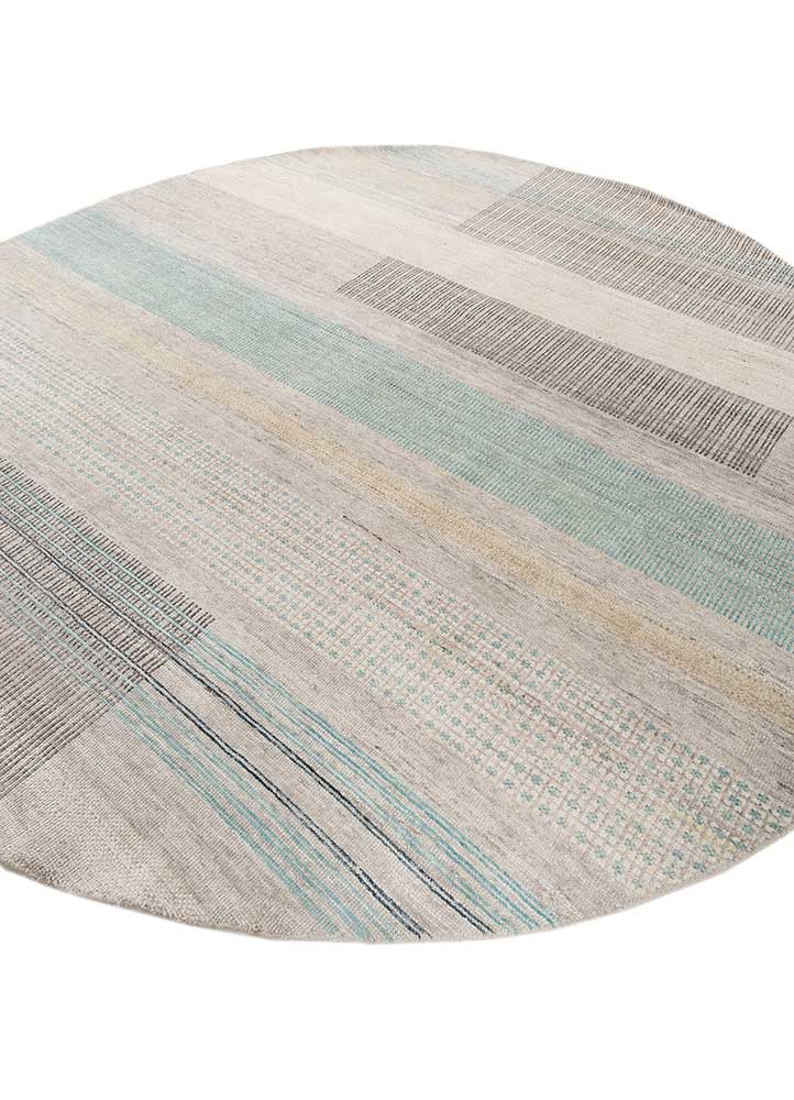 blythe blue afghan wool hand knotted Rug - FoldShot