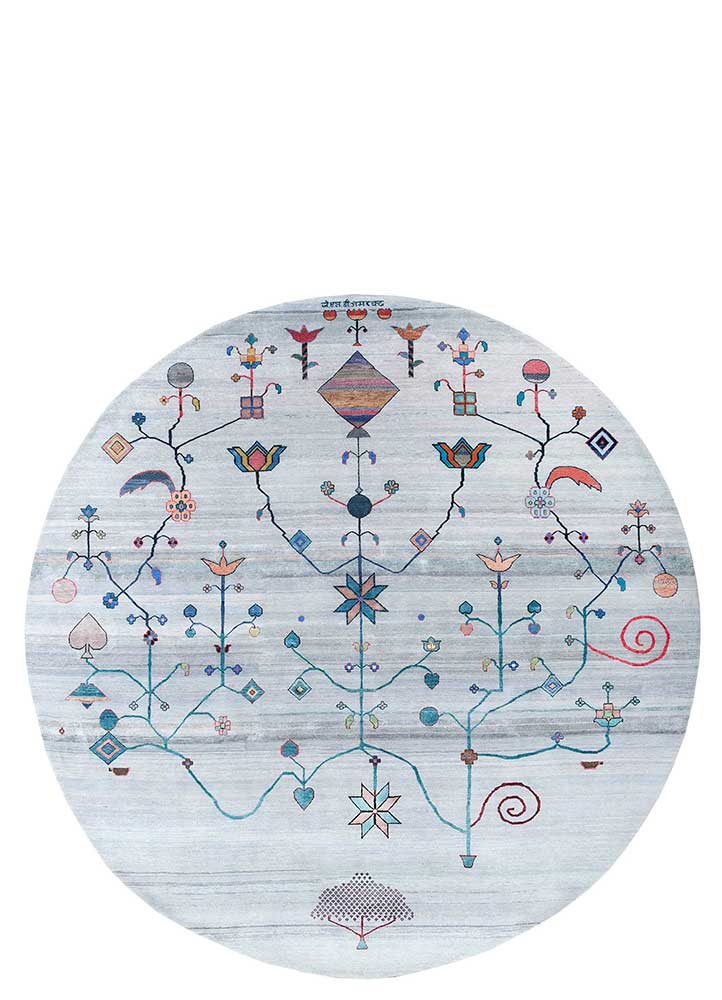 Freedom Manchaha Grey and Black Hand Knotted Wool and Silk RugsLub