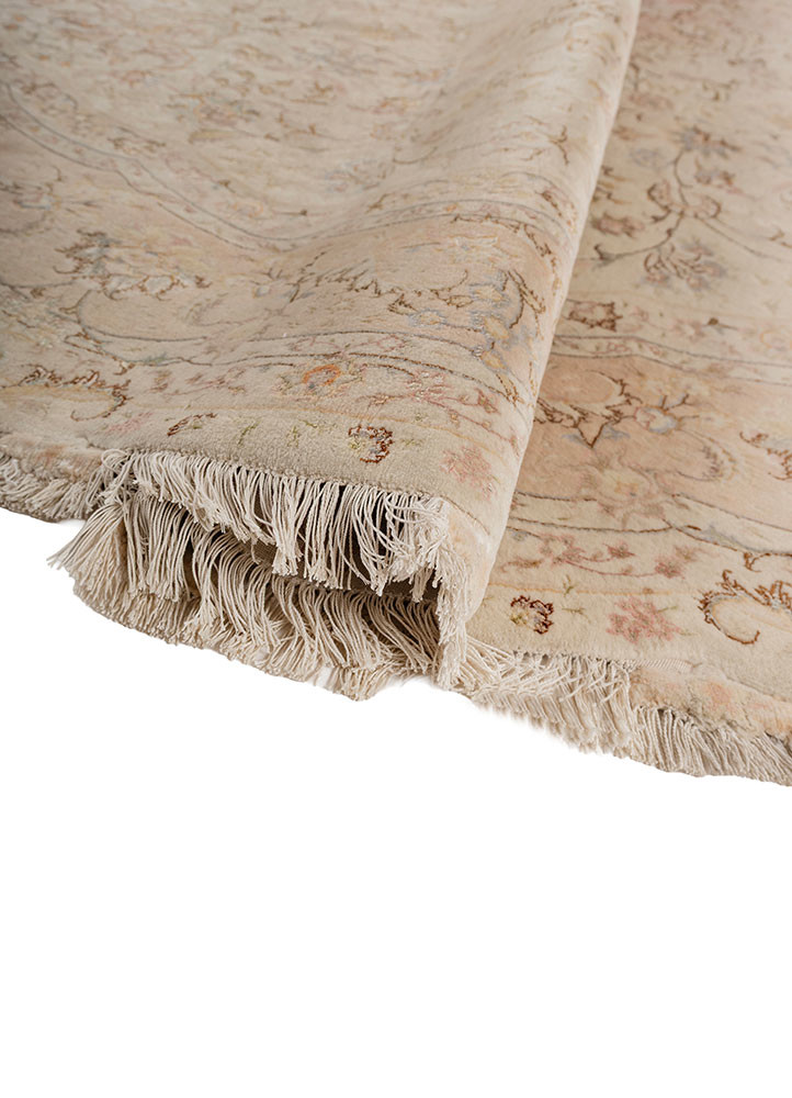 aalam red and orange wool and silk hand knotted Rug - FoldShot