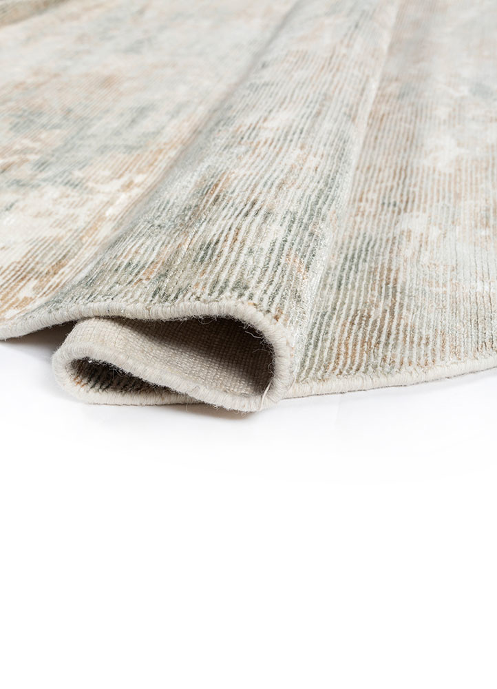 bespoke sile ivory wool and viscose hand loom Rug - FoldShot