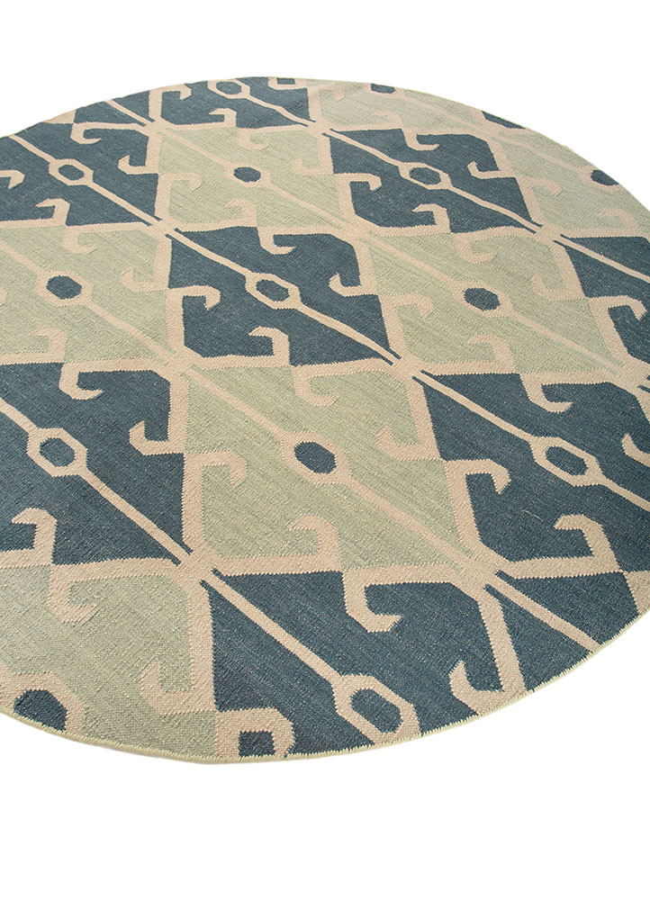 bedouin blue wool flat weaves Rug - FoldShot bedouin blue wool flat weaves Rug - FoldShot