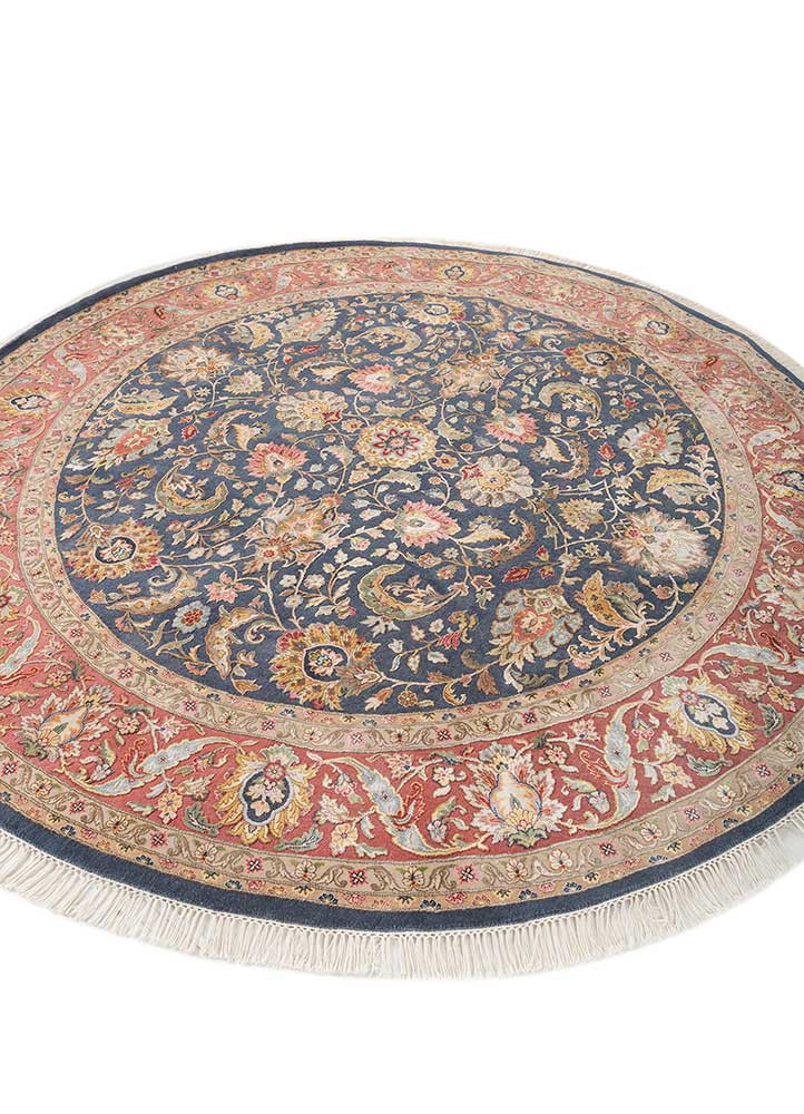 aurora blue wool and silk hand knotted Rug - FoldShot