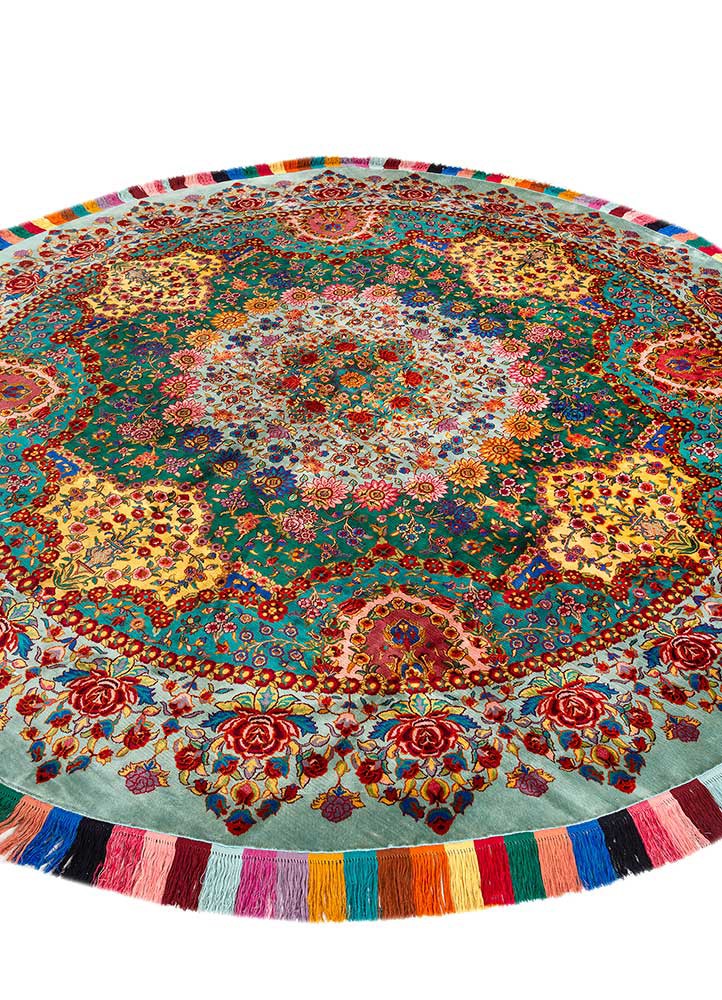 gulmarg green silk hand knotted Rug - FoldShot gulmarg green silk hand knotted Rug - FoldShot