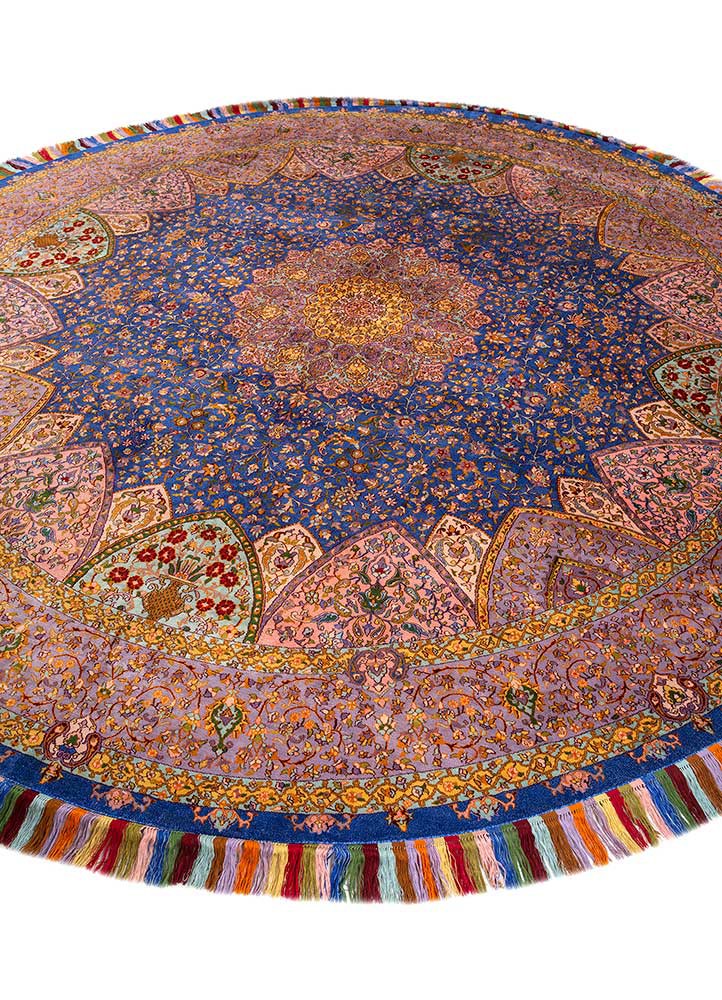 gulmarg blue silk hand knotted Rug - FoldShot gulmarg blue silk hand knotted Rug - FoldShot
