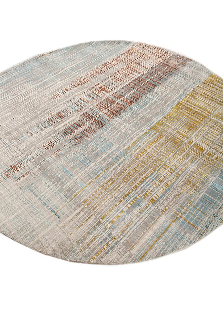 unstring by kavi grey and black wool and bamboo silk hand knotted Rug - FoldShot