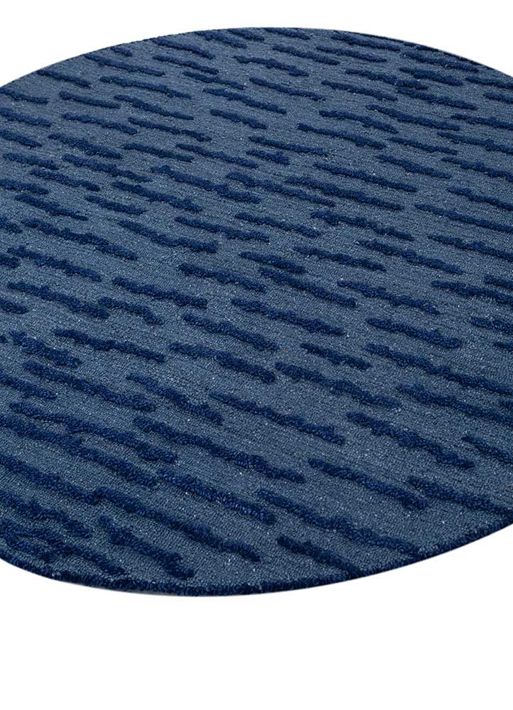 linear blue wool and viscose hand tufted Rug - FoldShot