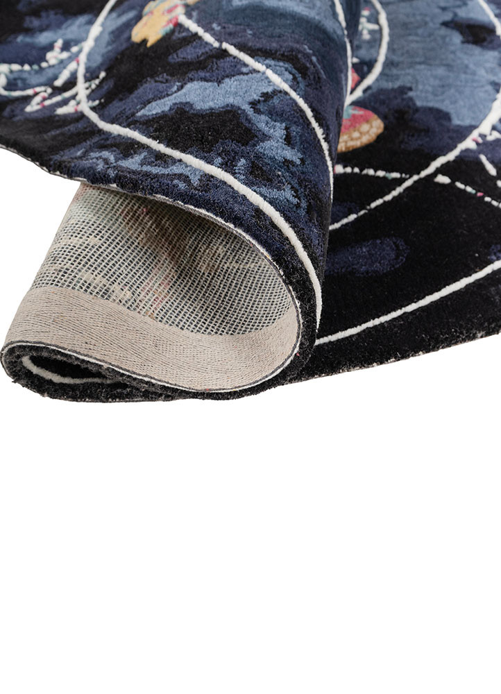 happiness grey and black wool hand tufted Rug - FoldShot