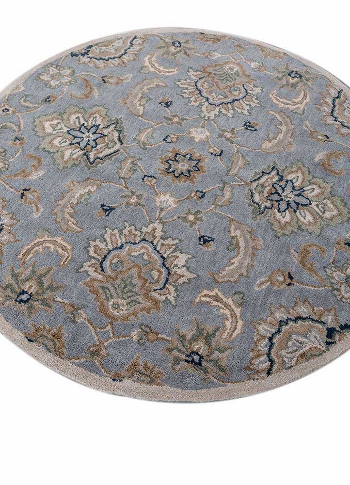 kasbah blue wool hand tufted Rug - FoldShot