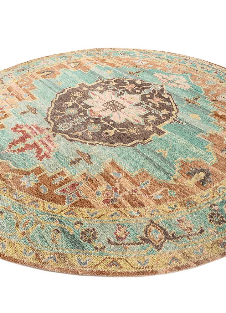 savana red and orange wool hand knotted Rug - FoldShot