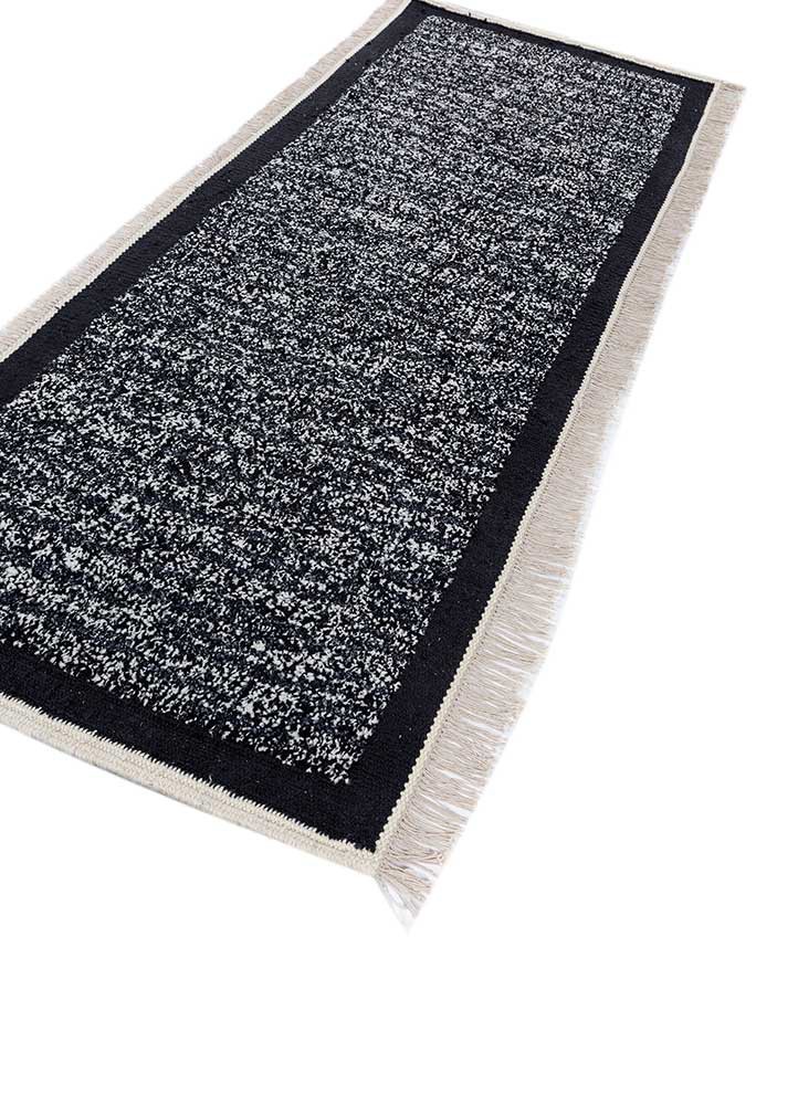 atelier grey and black wool flat weaves Rug - FoldShot
