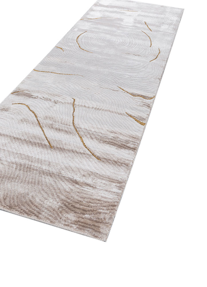 azalea ivory bamboo silk and zari hand knotted Rug - FoldShot