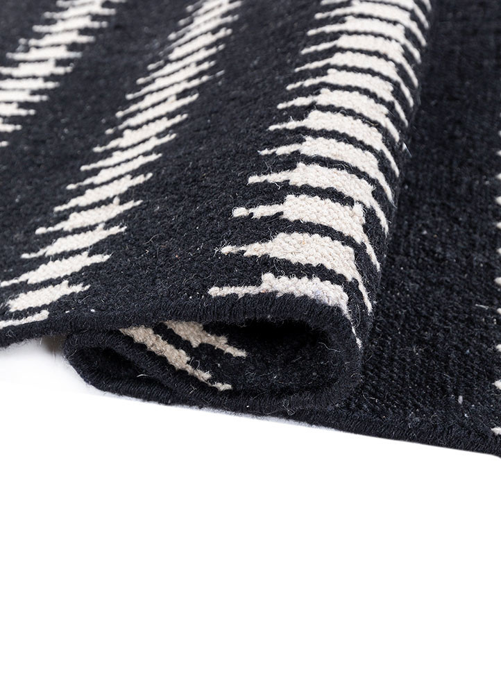 indusbar grey and black wool flat weaves Rug - FoldShot