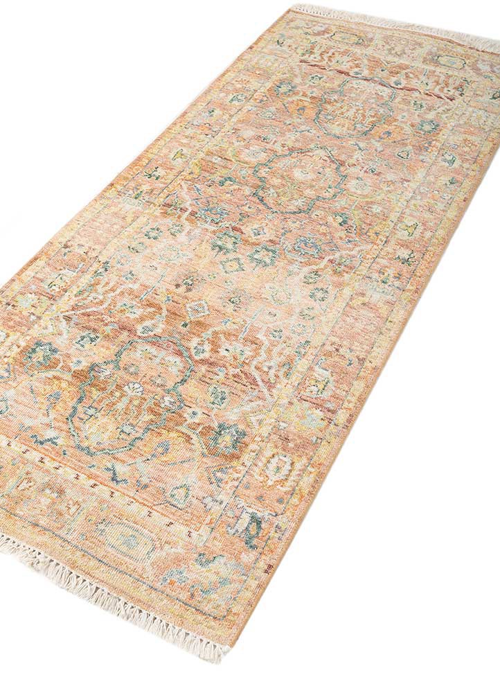someplace in time red and orange wool hand knotted Rug - FoldShot