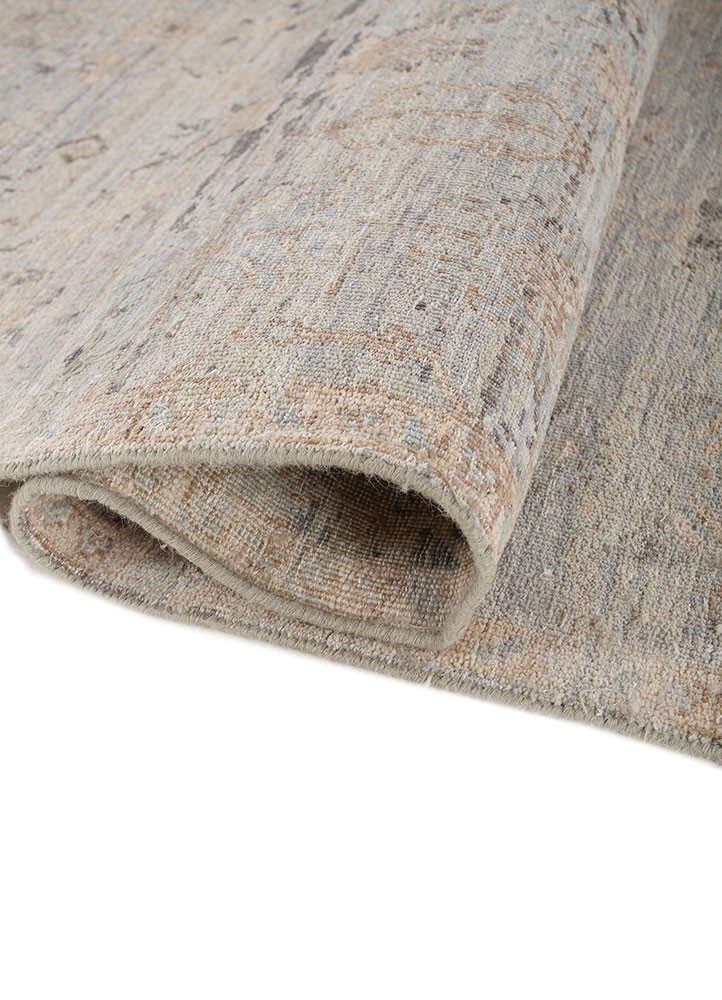 someplace in time blue wool hand knotted Rug - FoldShot