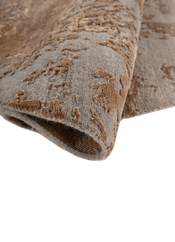 project error by kavi grey and black wool and bamboo silk hand knotted Rug - FoldShot