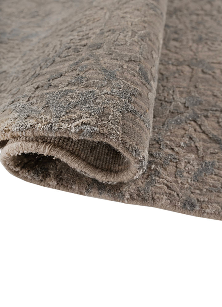 chaos theory by kavi grey and black wool and bamboo silk hand knotted Rug - FoldShot