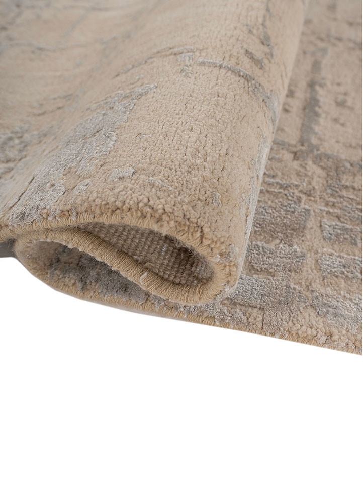 chaos theory by kavi ivory wool and bamboo silk hand knotted Rug - FoldShot
