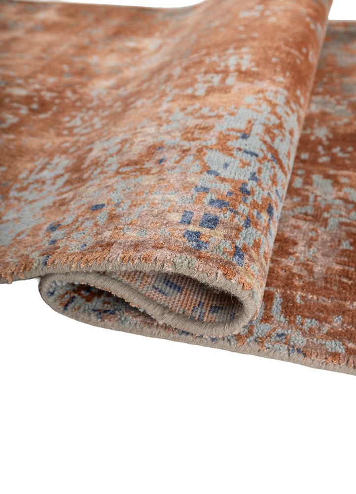 chaos theory by kavi blue wool and bamboo silk hand knotted Rug - FoldShot