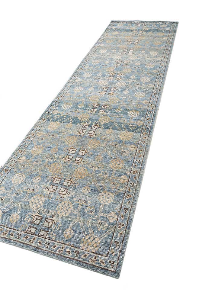 erbe blue wool hand knotted Rug - FoldShot erbe blue wool hand knotted Rug - FoldShot