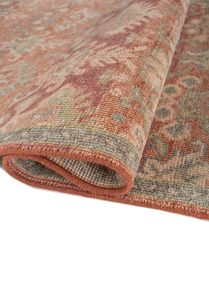 erbe red and orange wool hand knotted Rug - FoldShot