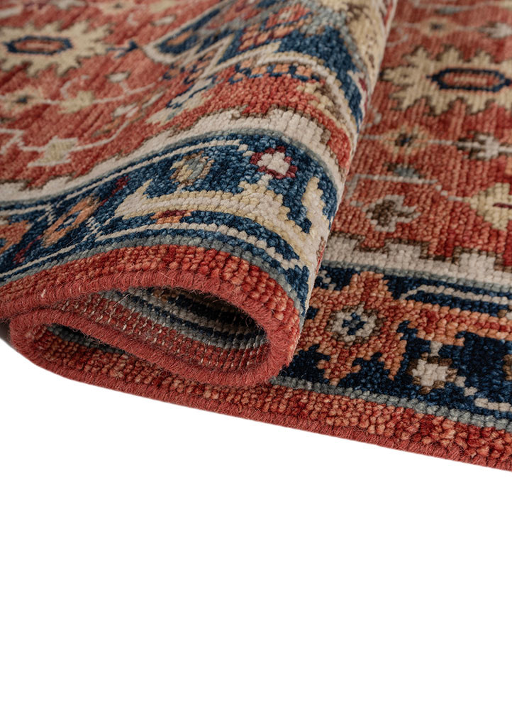 savana red and orange wool hand knotted Rug - FoldShot savana red and orange wool hand knotted Rug - FoldShot