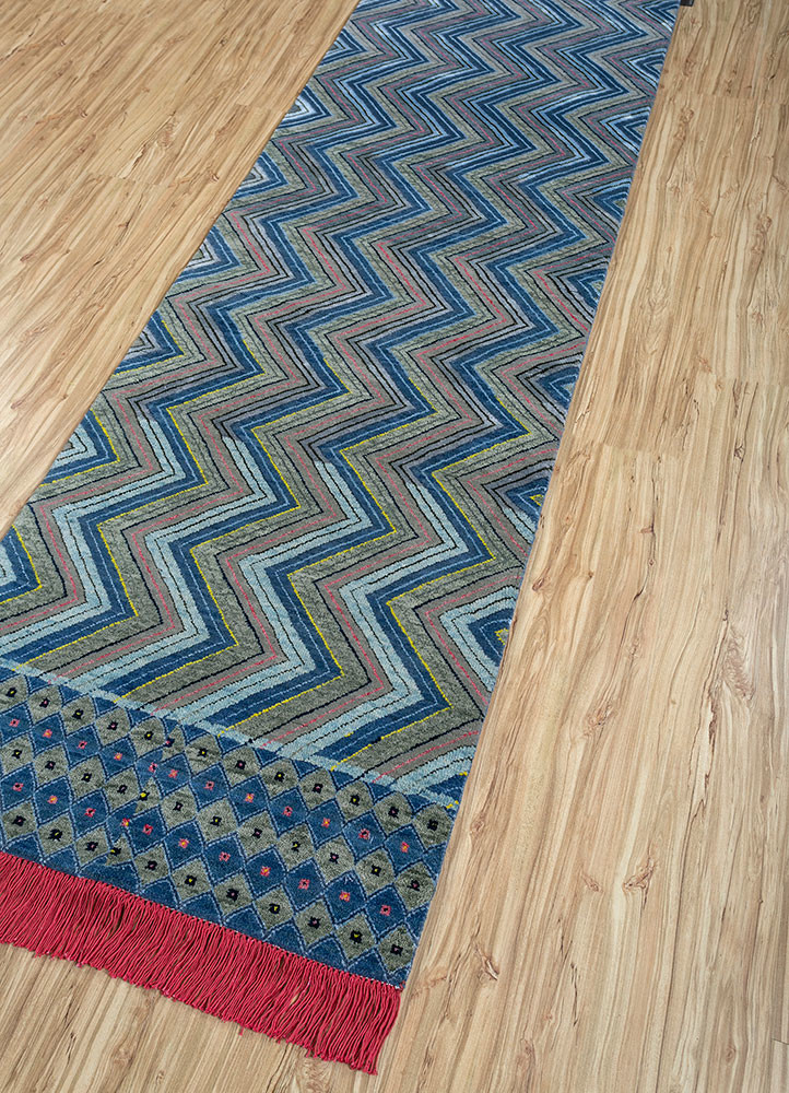manchaha blue wool and bamboo silk hand knotted Rug - FoldShot manchaha blue wool and bamboo silk hand knotted Rug - FoldShot