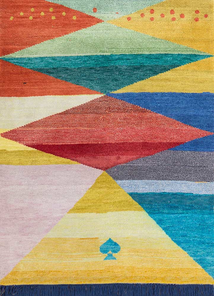 freedom manchaha blue wool and bamboo silk hand knotted Rug - FoldShot