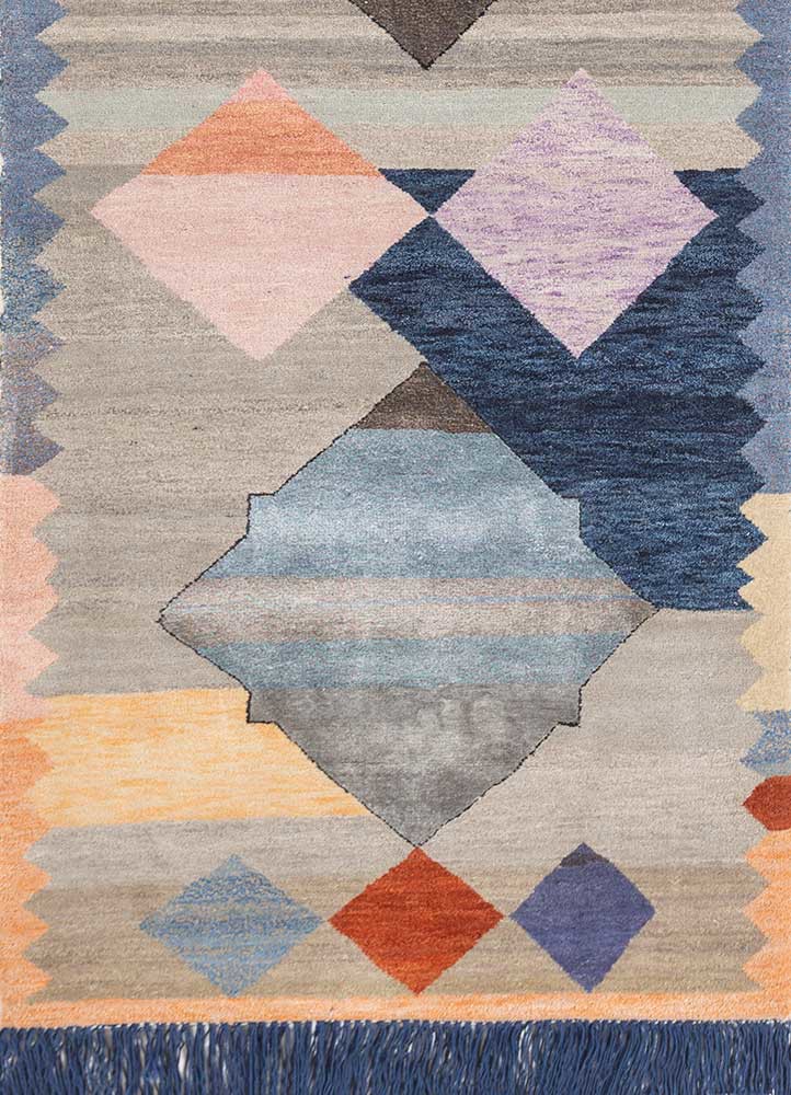 freedom manchaha blue wool and bamboo silk hand knotted Rug - FoldShot freedom manchaha blue wool and bamboo silk hand knotted Rug - FoldShot