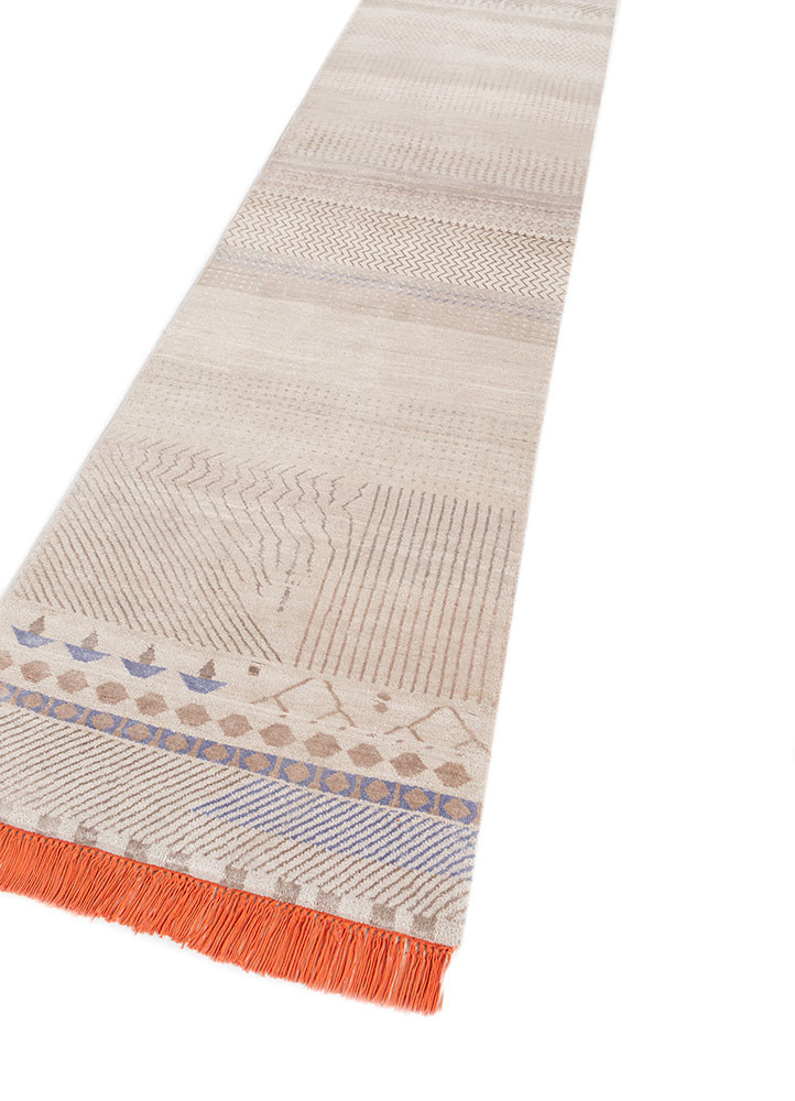 manchaha ivory wool and bamboo silk hand knotted Rug - FoldShot manchaha ivory wool and bamboo silk hand knotted Rug - FoldShot