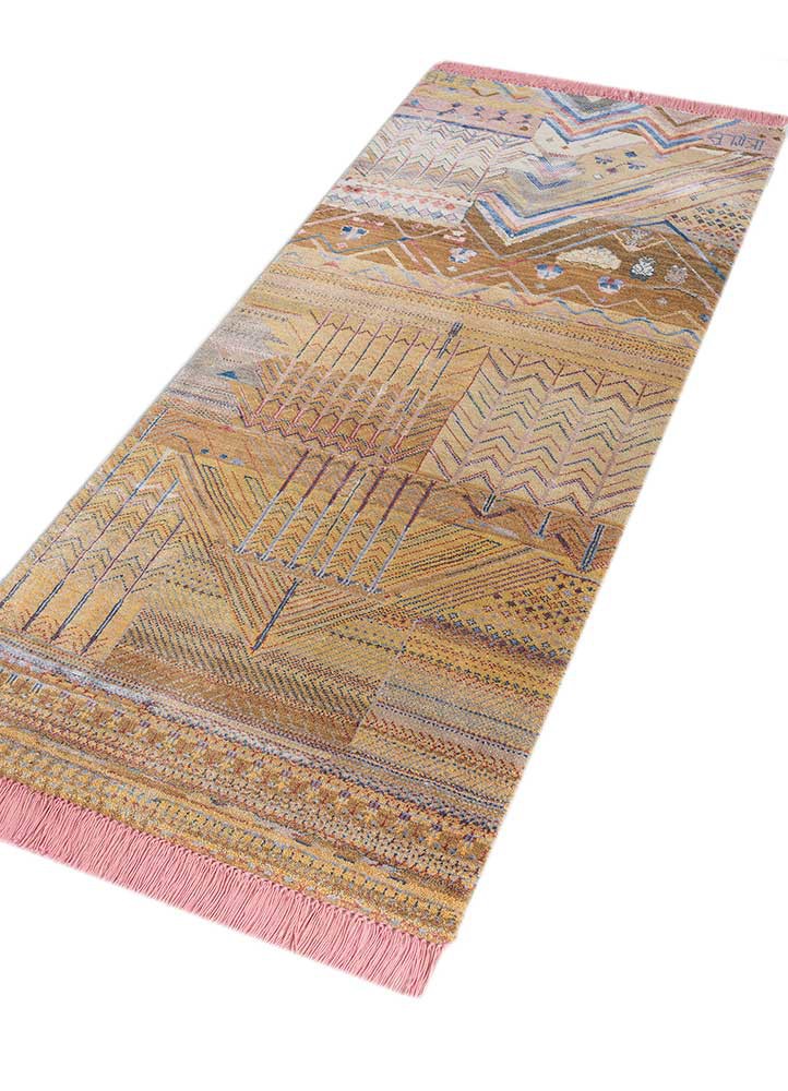 manchaha gold wool and bamboo silk hand knotted Rug - FoldShot manchaha gold wool and bamboo silk hand knotted Rug - FoldShot