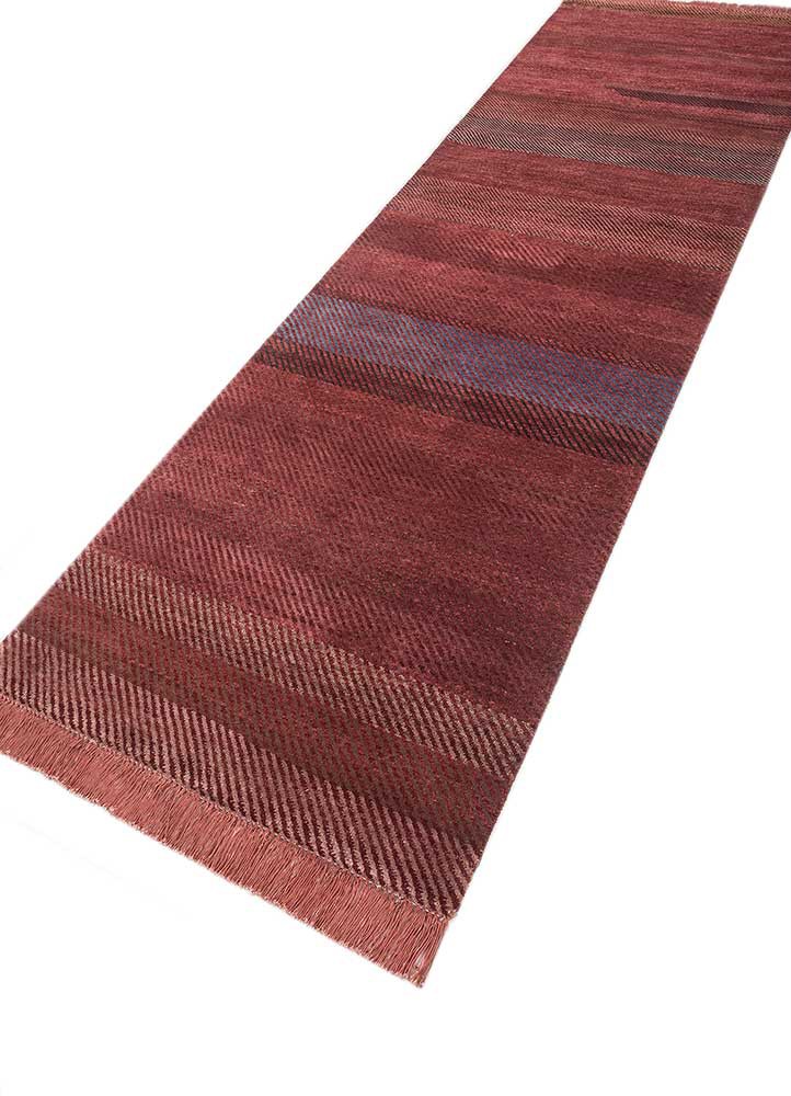 manchaha red and orange wool and bamboo silk hand knotted Rug - FoldShot