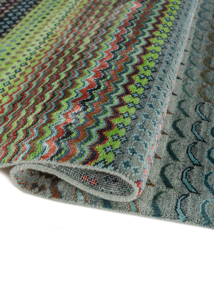 manchaha blue wool and bamboo silk hand knotted Rug - FoldShot manchaha blue wool and bamboo silk hand knotted Rug - FoldShot
