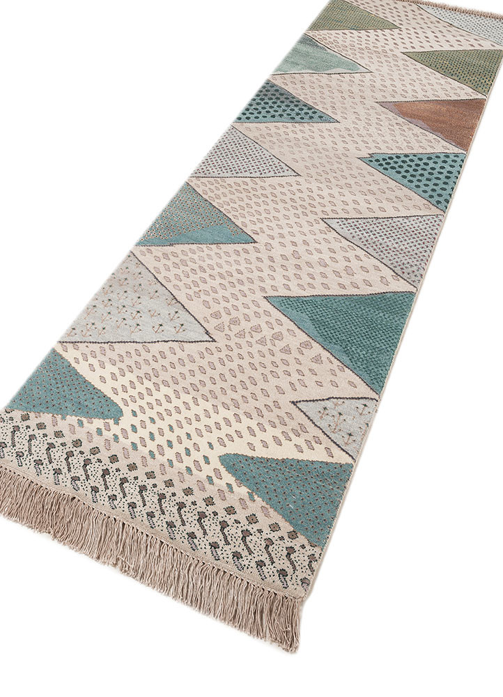 manchaha ivory wool and bamboo silk hand knotted Rug - FoldShot