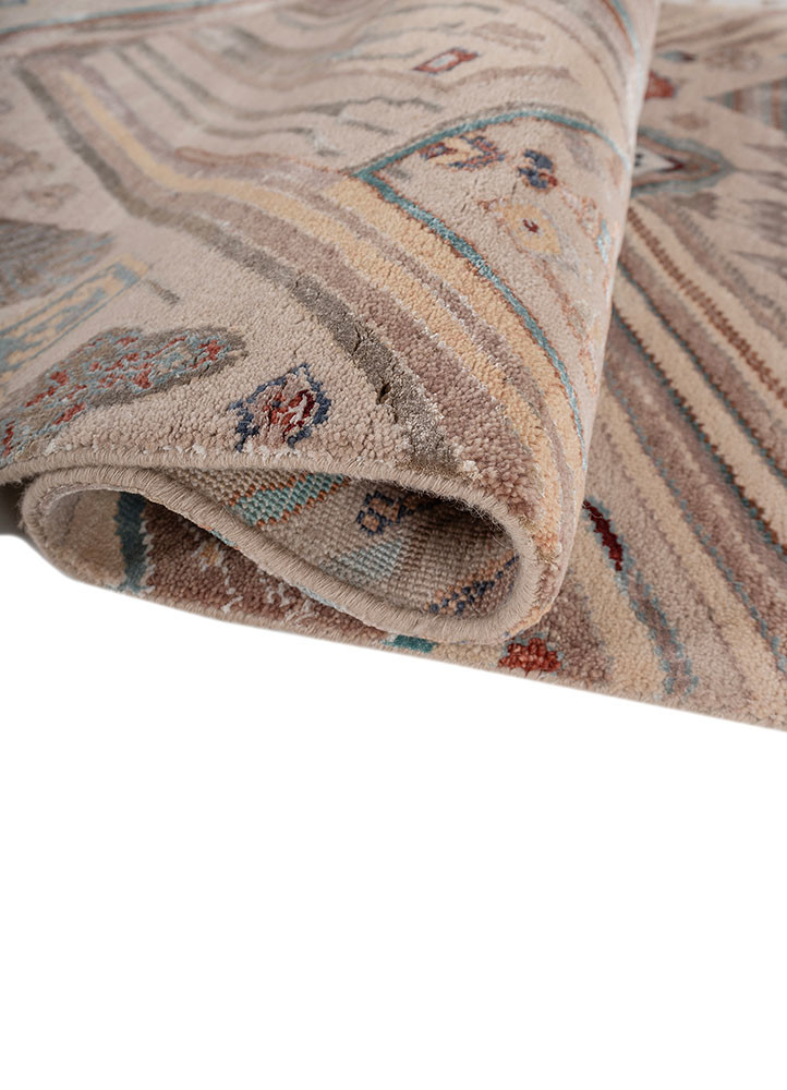 manchaha red and orange wool and bamboo silk hand knotted Rug - FoldShot